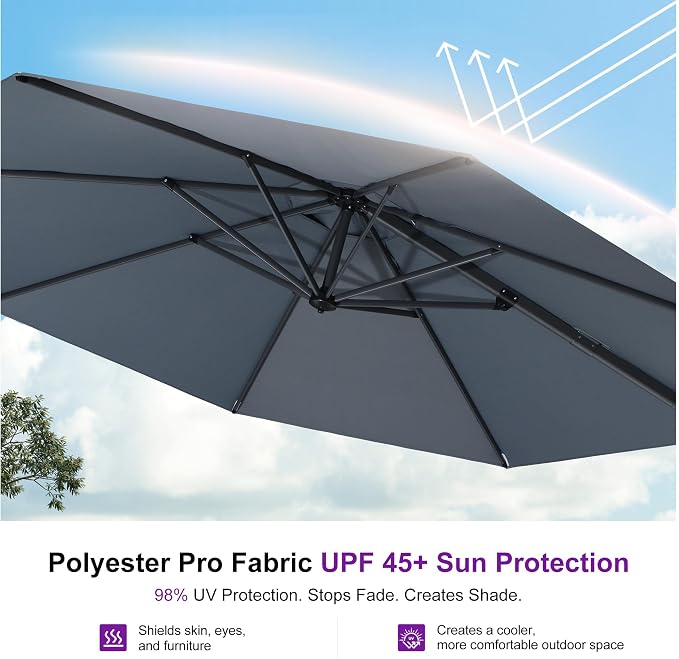 PURPLE LEAF Patio Outdoor Umbrella 11 Feet Round - Image 5