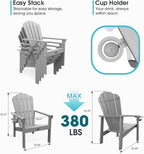THOEOE Stackable Adirondack Chair Set of 6, Fire Pit Chairs, Space Saving - Image 2
