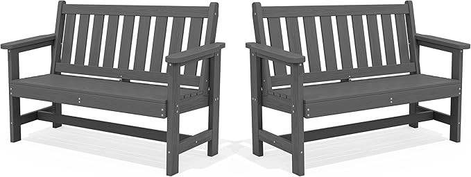SERWALL HDPE Outdoor Bench, Weatherproof Porch Bench, 2 Pack, Suitable by SERWALL