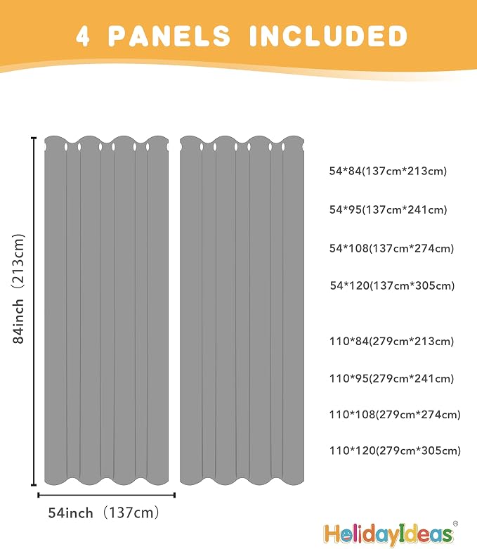 HolidayIdeas Outdoor Curtains for Patio Waterproof 4 Pcs 54x95 Inch Navy | - Image 5