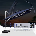 PURPLE LEAF Patio Umbrella 12'X12' Double Top Solar LED Light, Support to - Image 7