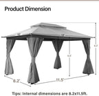 10'x13' Outdoor Gazebo with 50FT String Lights, Metal Heavy Duty Patio Canopy - Image 2