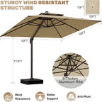 10x10Ft Patio Umbrella Outdoor Cantilever Rectangle Umbrella - Image 4