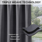 RYB HOME Outdoor Curtains for Patio Deck, Waterproof & Block Sunlight | Thermal - Image 6