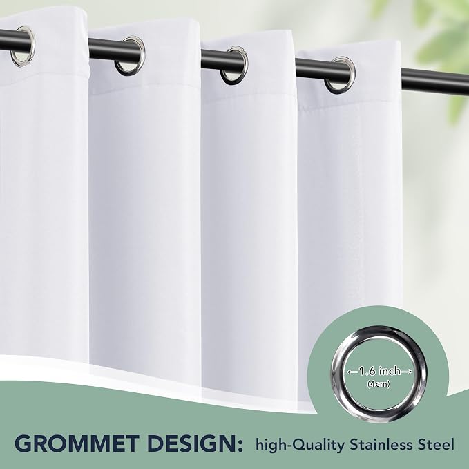 White Outdoor Curtains for Patio Waterproof, 6 Drape Panels | Privacy & - Image 6
