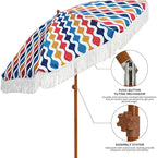 AMMSUN 7ft Patio Umbrella with Fringe Outdoor Tassel Umbrella UPF50+ Premium - Image 2