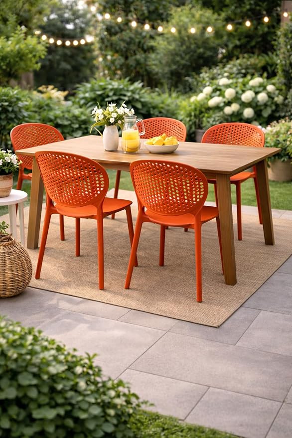 2xhome Set of 2 Patio Dining Chairs | Modern Stackable Outdoor Pool Side Chair - Image 2