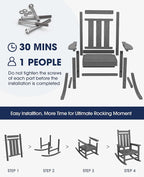 Oversized Outdoor Rocking Chair Set of 4, HDPE Patio Rockers - Image 9