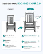 SERWALL Oversized Outdoor Rocking Chair, Patio Rocking Chair, Unique Gray | - Image 2