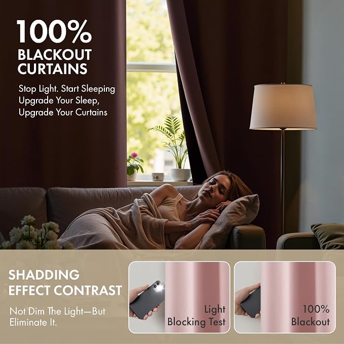 MIULEE Light Pink 100% Blackout Short Curtains - Image 2