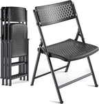 4-Pack Black Folding Chairs, Mesh Plastic Seat by HomePage