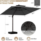 10x10Ft Patio Umbrella Outdoor Cantilever Rectangle Umbrella - Image 4