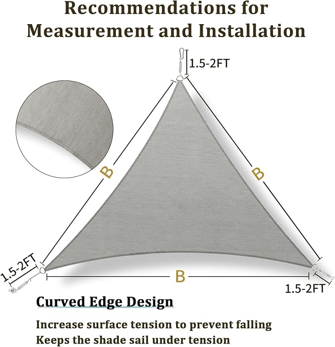 Shade&Beyond Custom Sun Shade Sail 7'x7'x9.9' Triangle Sun Sail Shades Patio UV - Image 5