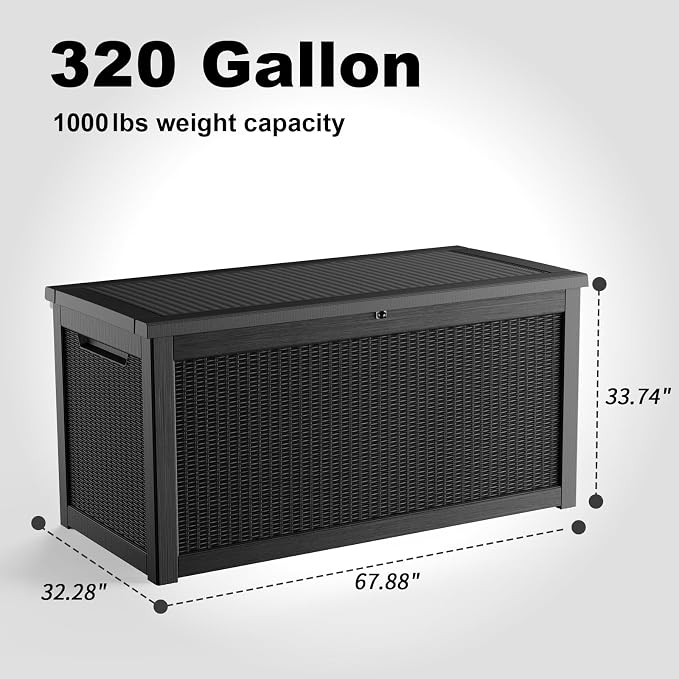 DRATO 320 Gallon Deck Boxes Outdoor Waterproof, Lockable Outdoor Storage Box - Image 3