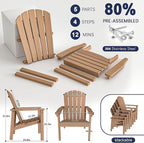 Compact Stackable Adirondack Chairs Set of 2, Teak | 26.3" Wide HDPE, - Image 7