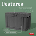 Keter Kentwood 50 Gal Outdoor Storage Box and Patio Side Table | Grey, - Image 3