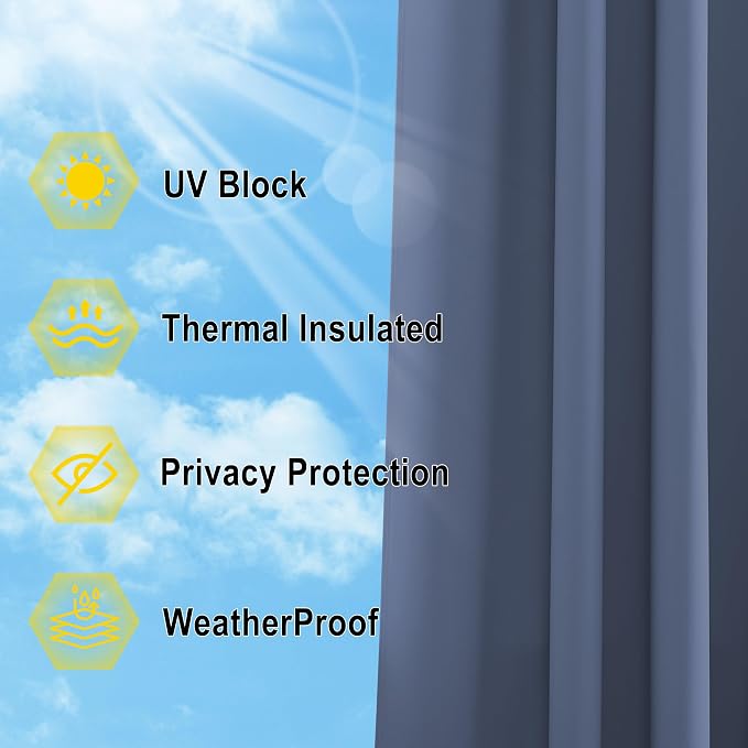 NICETOWN Outdoor Curtains for Patio Fade Resistant, Fade-Proof Curtains Grade 4 - Image 5