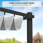 Mrsenloi 10 x 10 Pergola Shade Cover Replacement, Top Only, Retractable Sun - Image 2