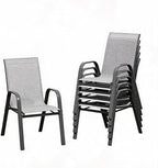 Stackable Outdoor Patio Dining Chairs Set of 6 – High Back Armchairs, by Unknown