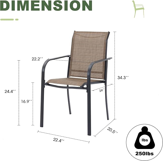Outdoor Chairs Set of 2, Stackable Patio Dining Chairs - Image 2