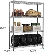 IZEUK 1400 LBS Garage Black Shelving Wide Storage Shelves 4 Tier Adjustable - Image 5