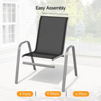 Patio Chairs Set of 2, Stackable Outdoor Dining Chairs | All Weather Dining Set - Image 7