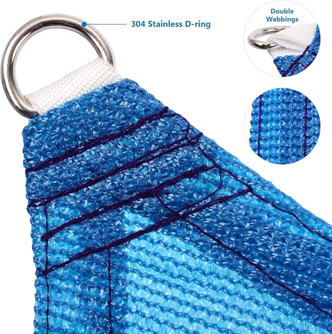 Eden's Decor Straight Flat-Edged Sun Shade Sail Rectangular 10' x 12' Blue - Image 2