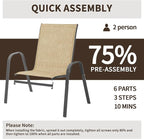 Patio Chairs Set of 6, Outdoor Stackable Dining Chairs - Image 8