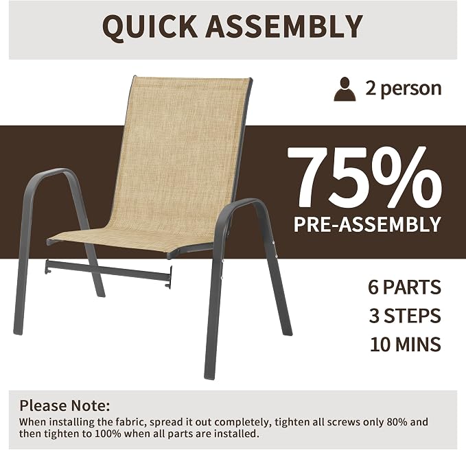 Patio Chairs Set of 8, Outdoor Stackable Dining Chairs - Image 8