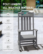Outdoor Rocking Chair Set of 2, High Back Plastic Patio Rocking Chairs - Image 6