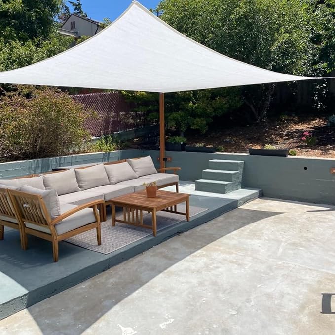 Quictent Sun Shade Sail for Patio w/Hardware Kit 185GSM 24x24ft White | Square - Image 8