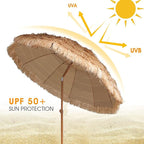 AMMSUN 7.5ft Hula Thatched Tiki Patio Beach Umbrella Hawaiian Style 10 Ribs UPF - Image 2