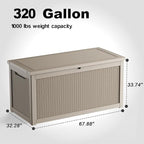 320 Gallon Outdoor Storage Box, Large Deck Box Waterproof UV Resistant - Image 2