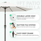 JEAREY 9FT Outdoor Patio Umbrella, Market Umbrella, Creamy-white | Outdoor - Image 2