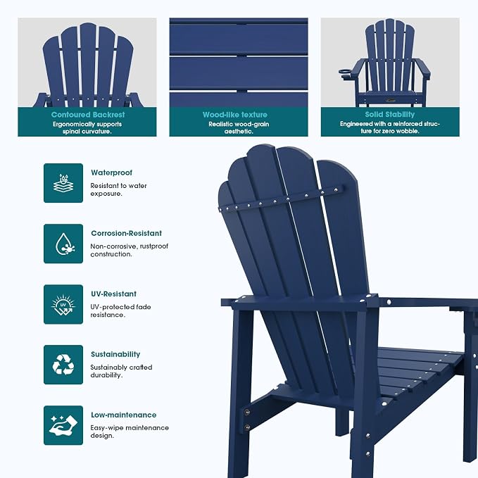 THOEOE Stackable Adirondack Chair Set of 6, Fire Pit Chairs, Space Saving - Image 6