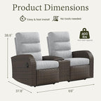 Oversized Wicker Outdoor Recliner Lovseat - Image 2