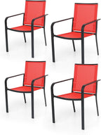 Anmutig Stackable Outdoor Dining Chairs Set of 4, Textilene Fabric, Breathable by Anmutig