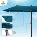 13 ft Large Double-Sided Patio Umbrella, Outdoor Umbrella, Cerulean | HERA'S - Image 3