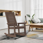 GREENVINES Outdoor Rocking Chairs Set of 2, HDPE Rocker, Dark Brown | Wood - Image 2