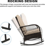3 pcs Rocking Bistro Set Conversation Chairs PE Wicker Outdoor Rocking Chairs & - Image 7