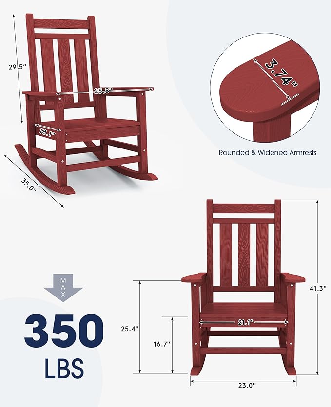 Oversized Outdoor Rocking Chair, All-Weather Patio Rocking Chairs - Image 3