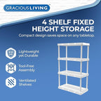 Gracious Living 4-Shelf Unit, Plastic Storage Shelves and Rack, Knect-A-Shelf - Image 4