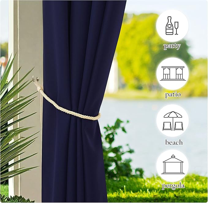 NICETOWN Canvas Outdoor Waterproof Patio Curtains, Rustproof Top and Bottom - Image 6