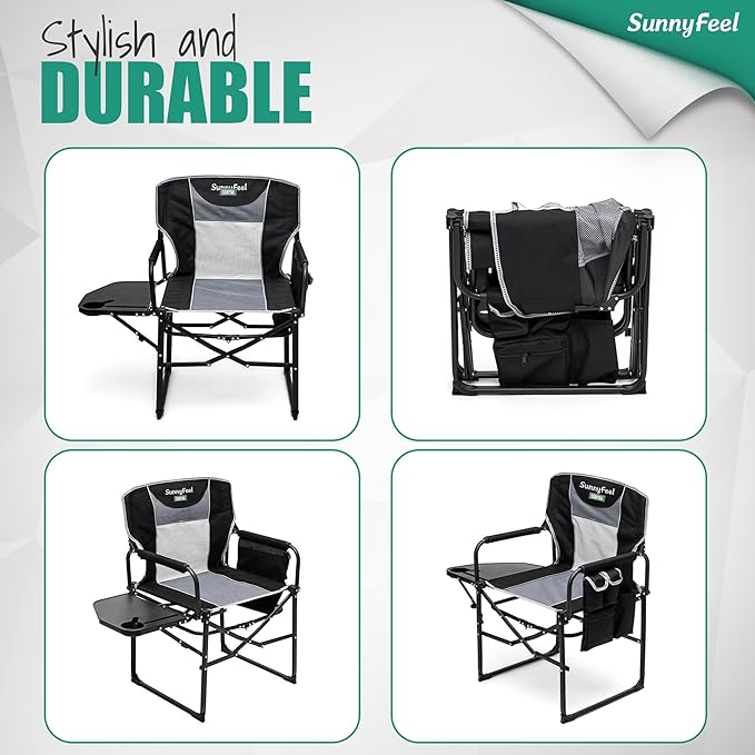 SUNNYFEEL Camping Directors Chair, Heavy Duty, Oversized Portable Folding Chair - Image 8