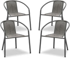 Grezone 4-Piece Rattan Indoor-Outdoor Restaurant Stack Chair Versatile and by GREZONE