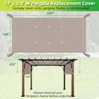 NOVINO Pergola Shade Cover Replacement Pergola Canopy Cover, Khaki | Universal - Image 2