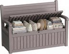 80 Gallon Outdoor Storage Bench, Waterproof Resin Deck Box by GYMHILL
