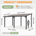 16'X10' Lean to Gazebo Pergola Patio Gazebos Pergolas Outdoor | Wall Mounted - Image 2