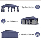10'x20' Outdoor Gazebo with 100FT String Lights, Metal Heavy Duty Patio Canopy - Image 3
