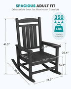 SERWALL Rocking Chair Outdoor, Oversized HDPE Patio Rocking Chairs, Porch Rocker - Image 3